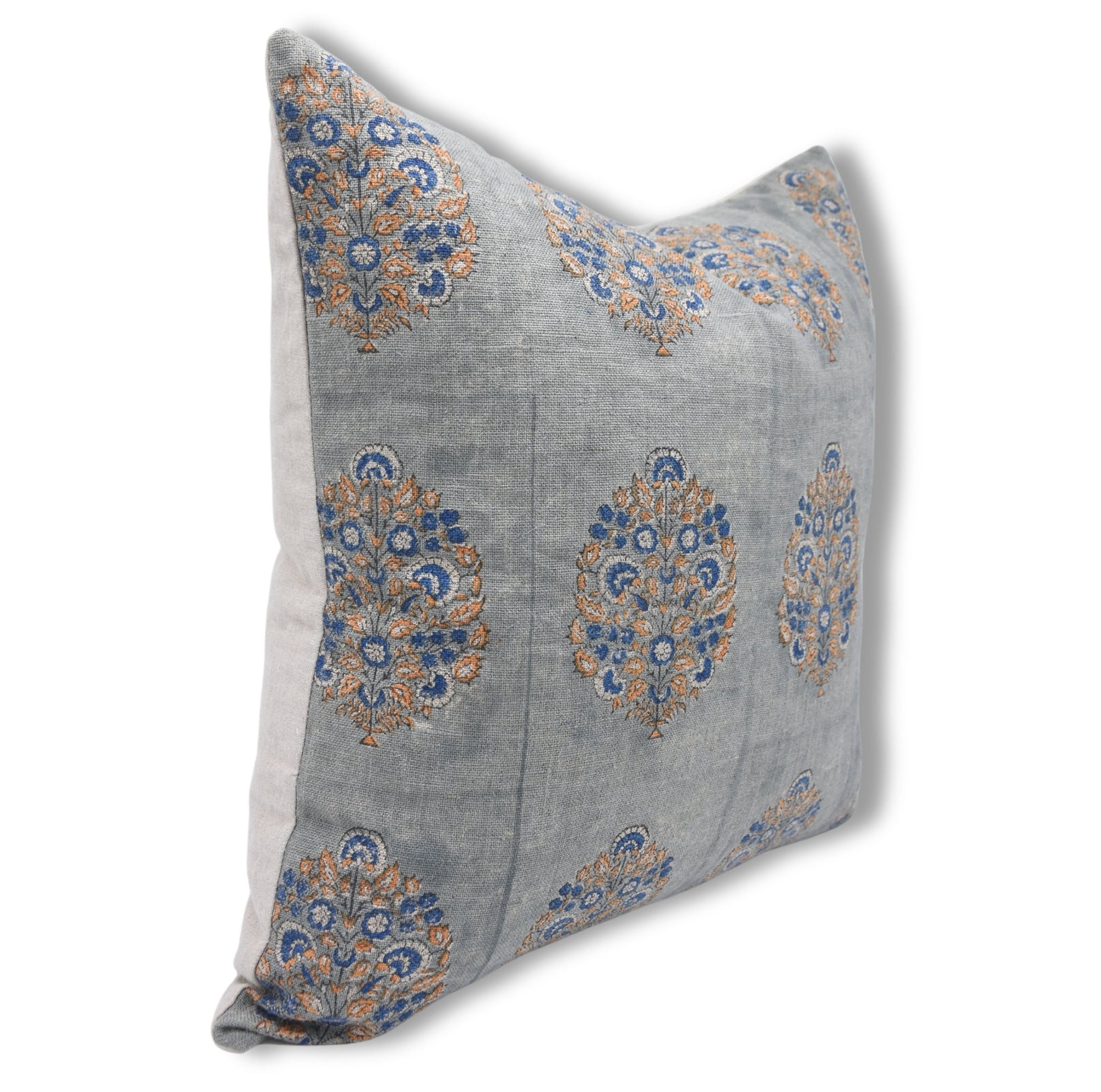 Block print Pillow cover for sofa, couch or bed- thick linen- GULDASTA - Fabdivine