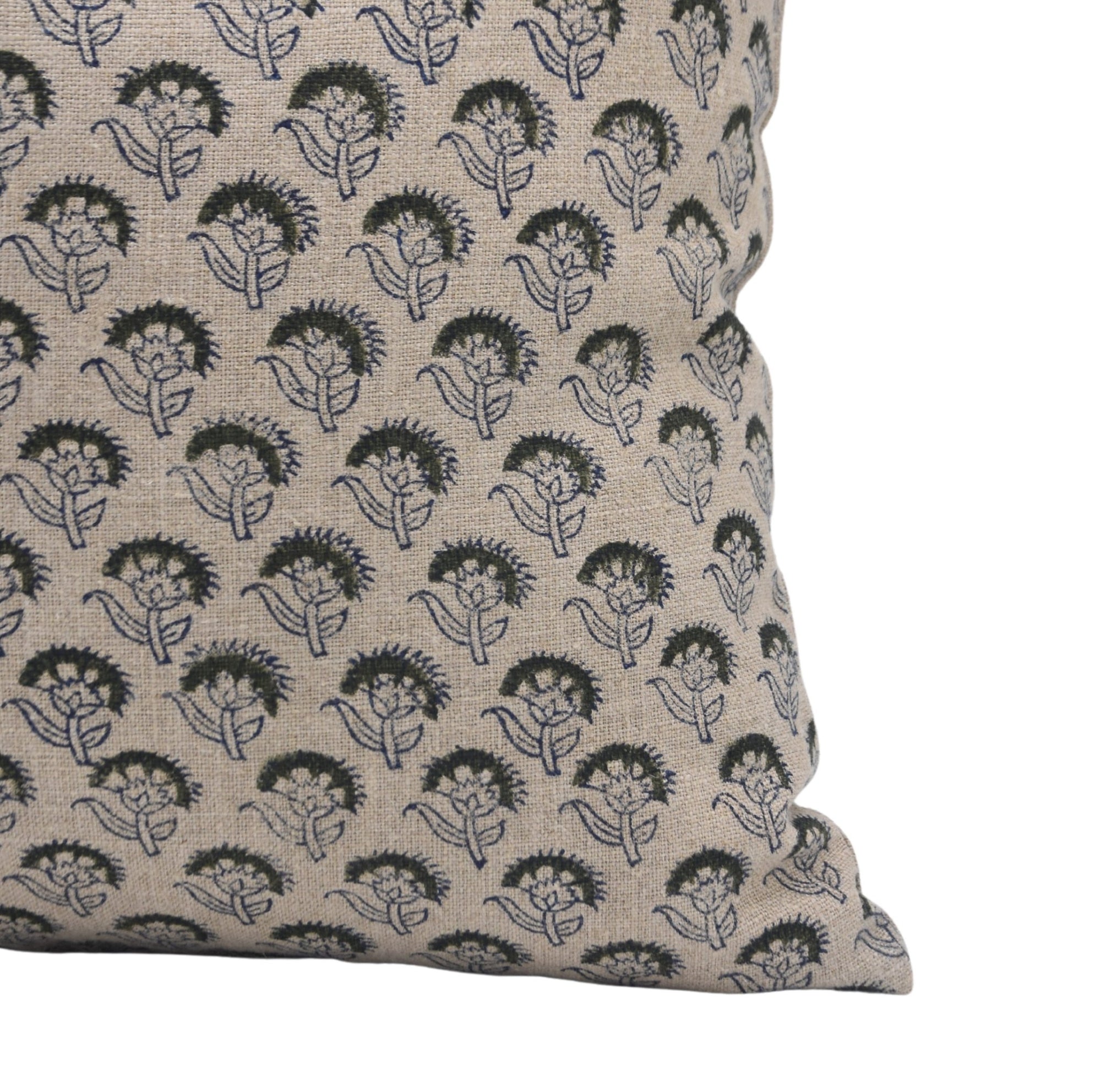 Square/Lumber block print pillow cover- thick linen- JUJU FLOWER - Fabdivine