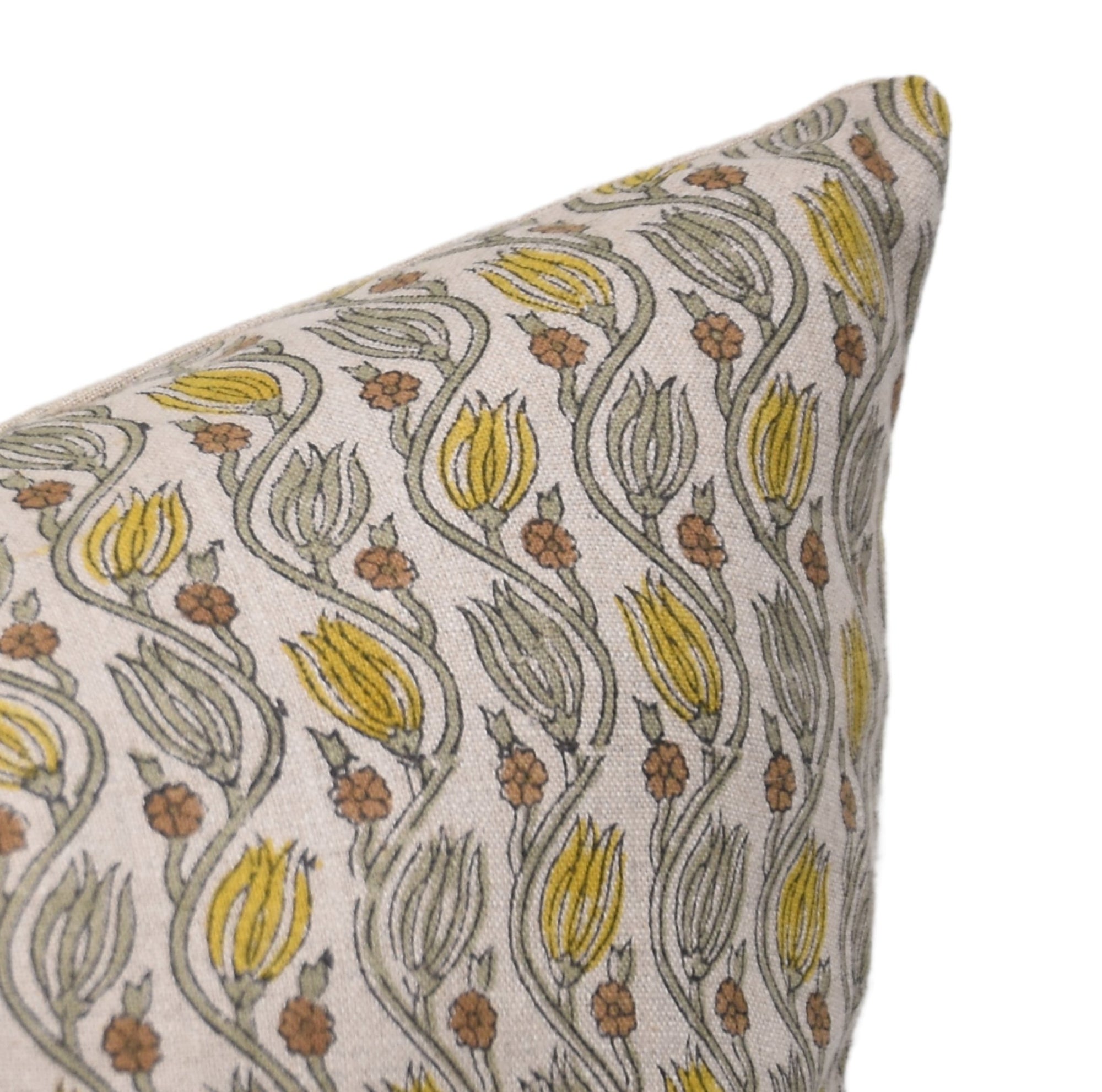 Thick linen boho pillow cover with block print design - KER SANGRI - Fabdivine