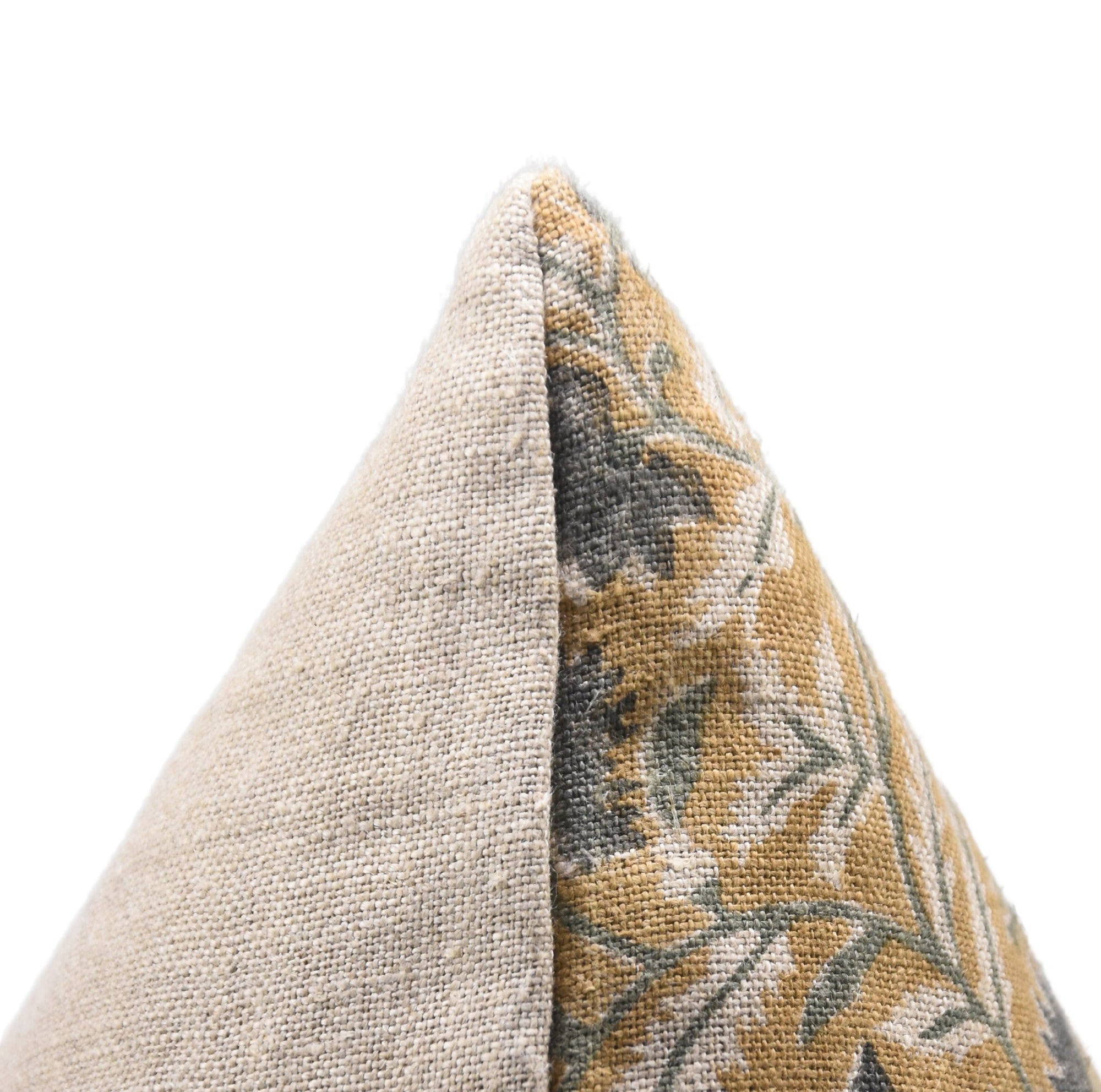 Square block print pillow cover in thick linen - KUNDANVAN - Fabdivine