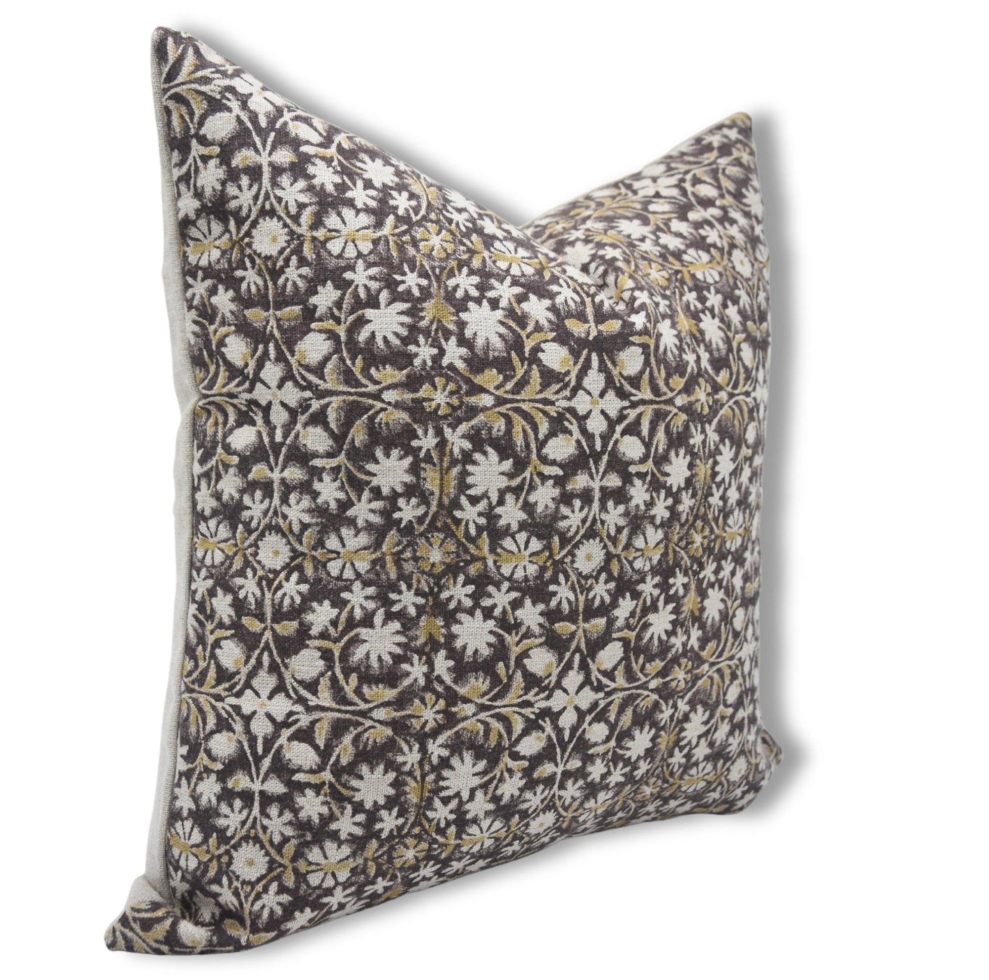Hand Block Print thick linen designer pillow cover- MAHALAKSHMI - Fabdivine