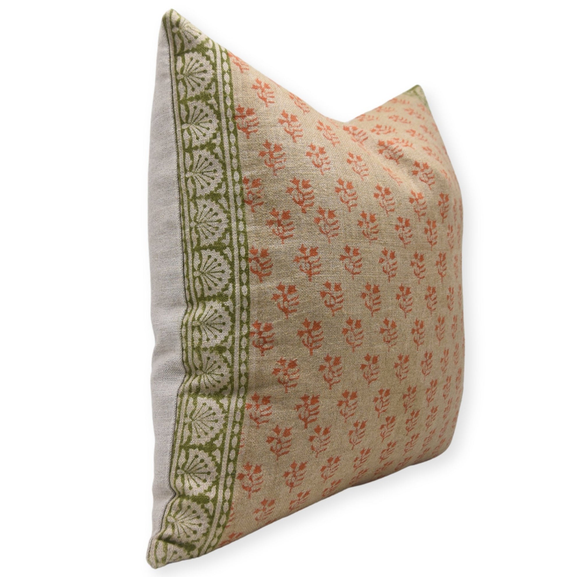 RANGOLI ART Block Print Linen Throw Pillow Cover - Fabdivine