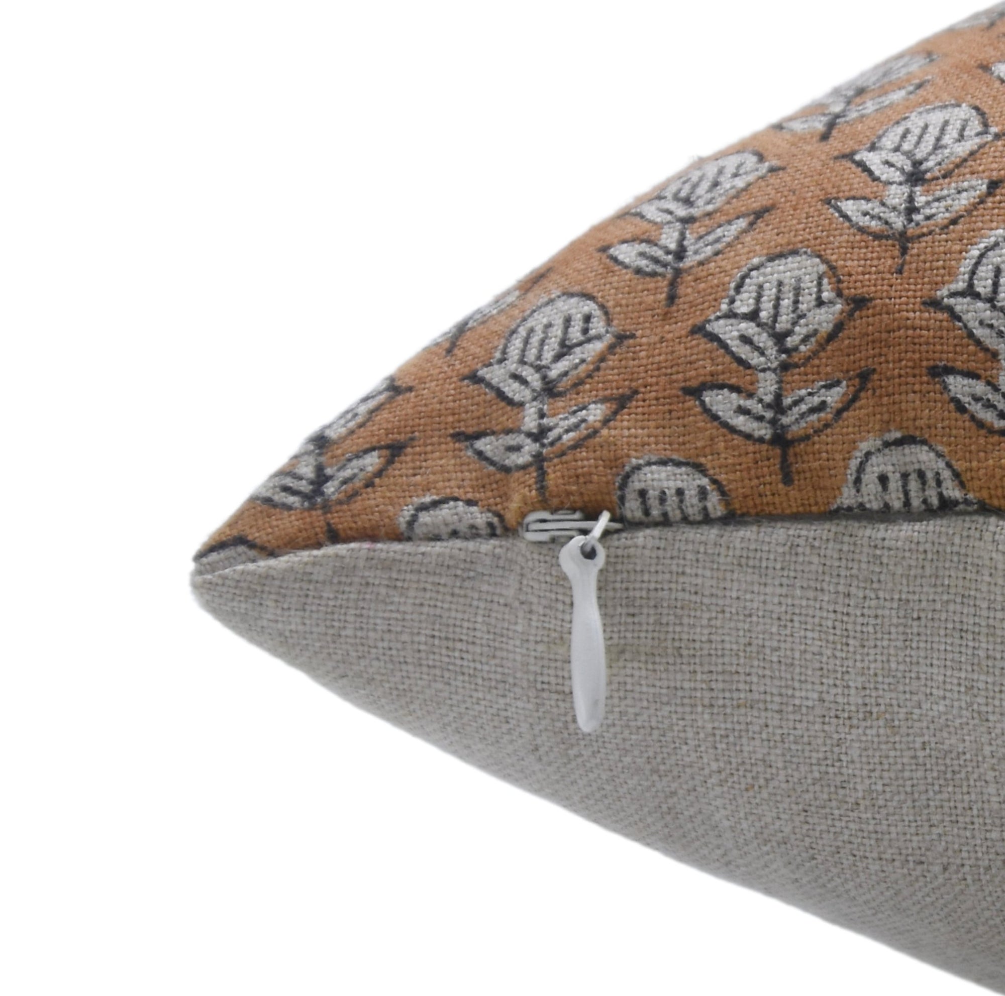 Designer Throw Pillow Cover in Hand Block Print Thick Linen - TARANGINI - Fabdivine