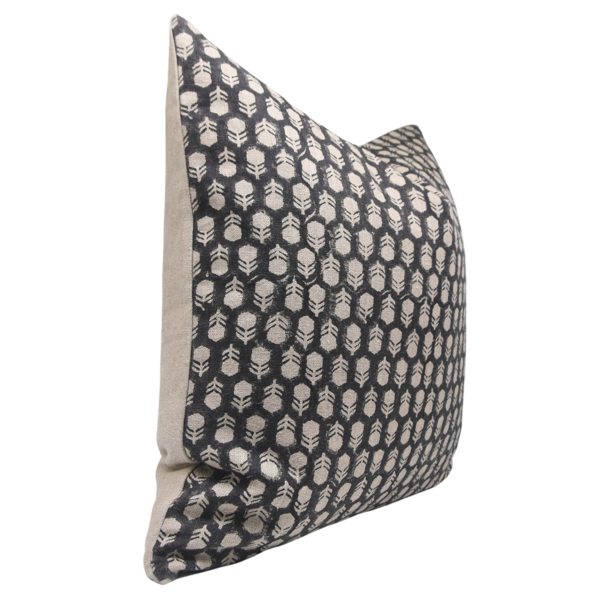 Square/Lumber block print pillow cover- Thick Linen - TULSI BUTI - Fabdivine