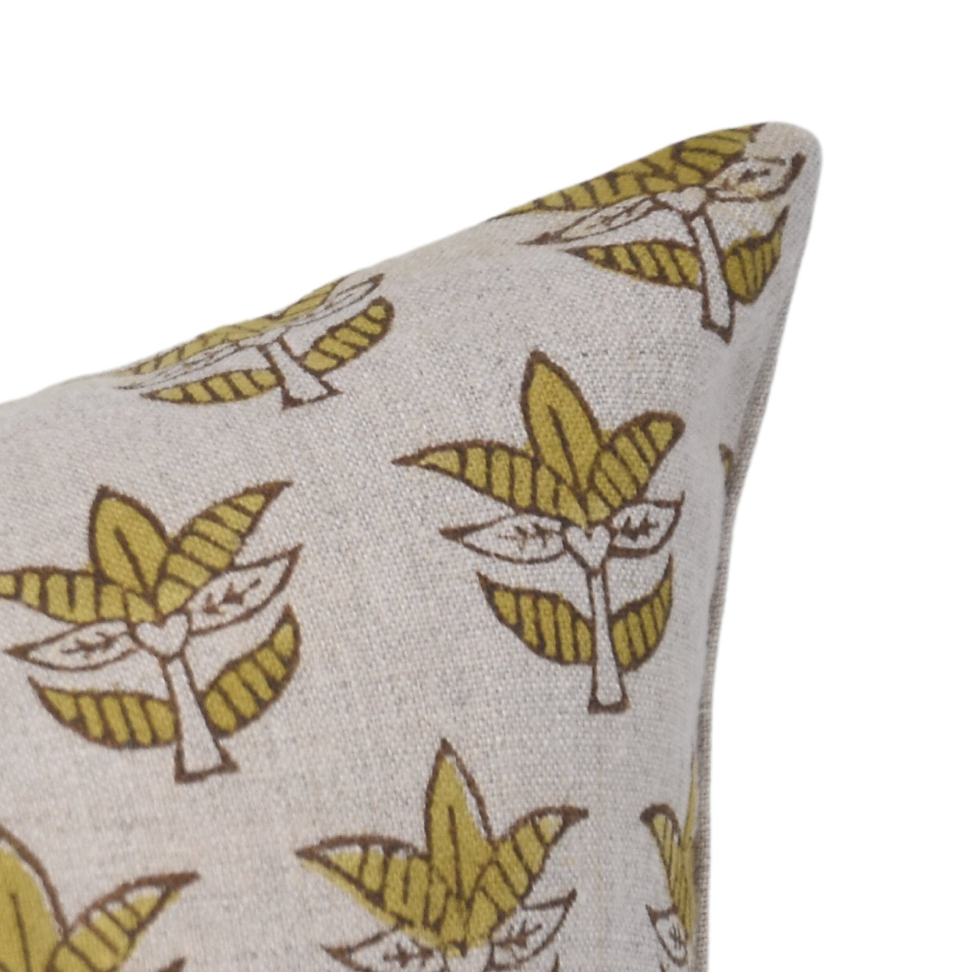 Pure Linen throw pillow cover with Block print - 7 PATTI - Fabdivine