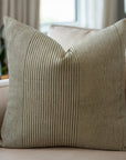 22x22 Duck Canvas Green Plaid Pillow Covers with Block Print Pattern - Leheriya