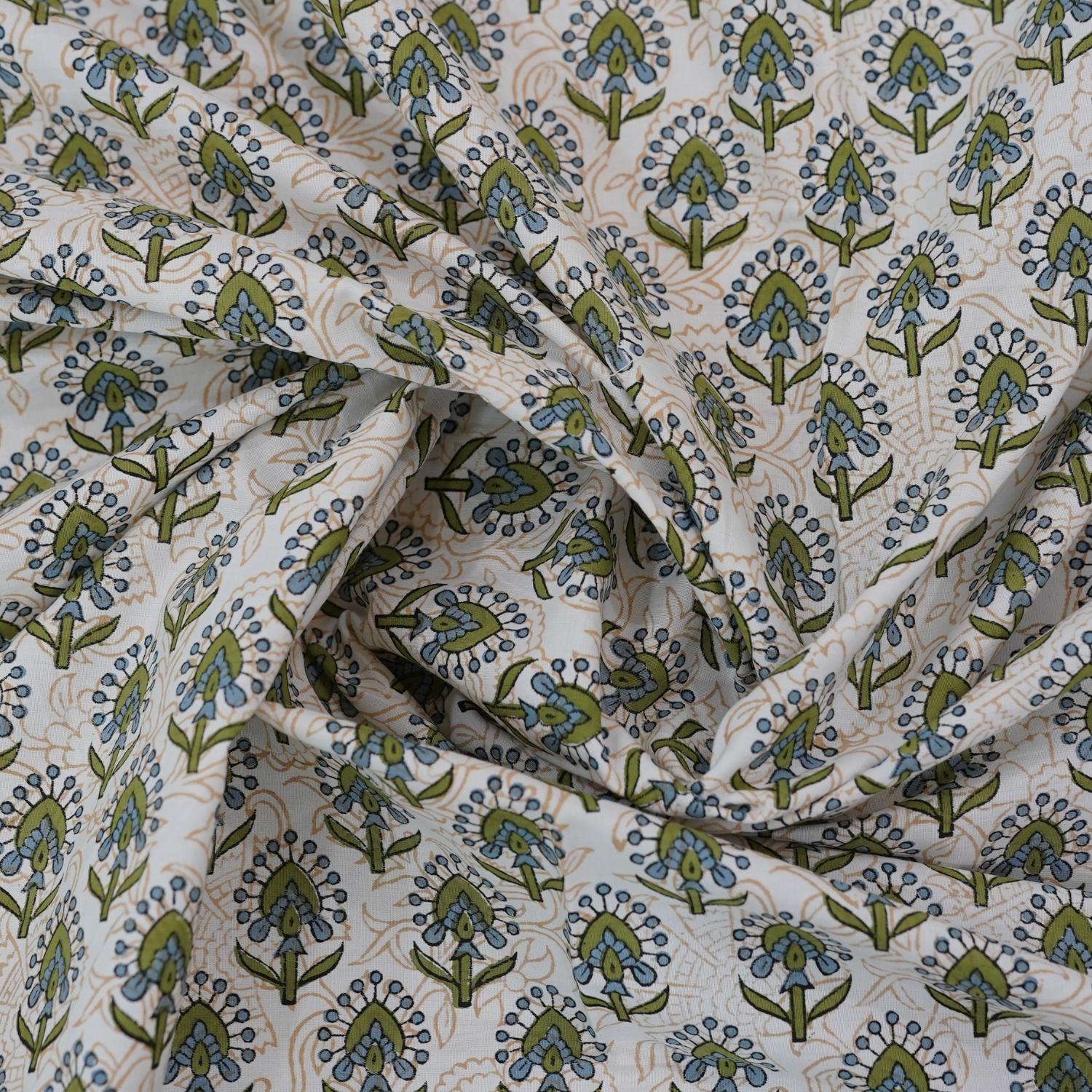 Enjoy comfort and craftsmanship with our hand block printed cotton bedsheet. The graceful floral design and artisan process create a perfect balance of utility and beauty.