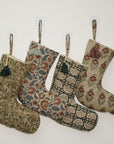 Christmas Stockings Modern Farmhouse Decor Hand Block Printed in Linen Personalized Decorative Stockings - Bijhni