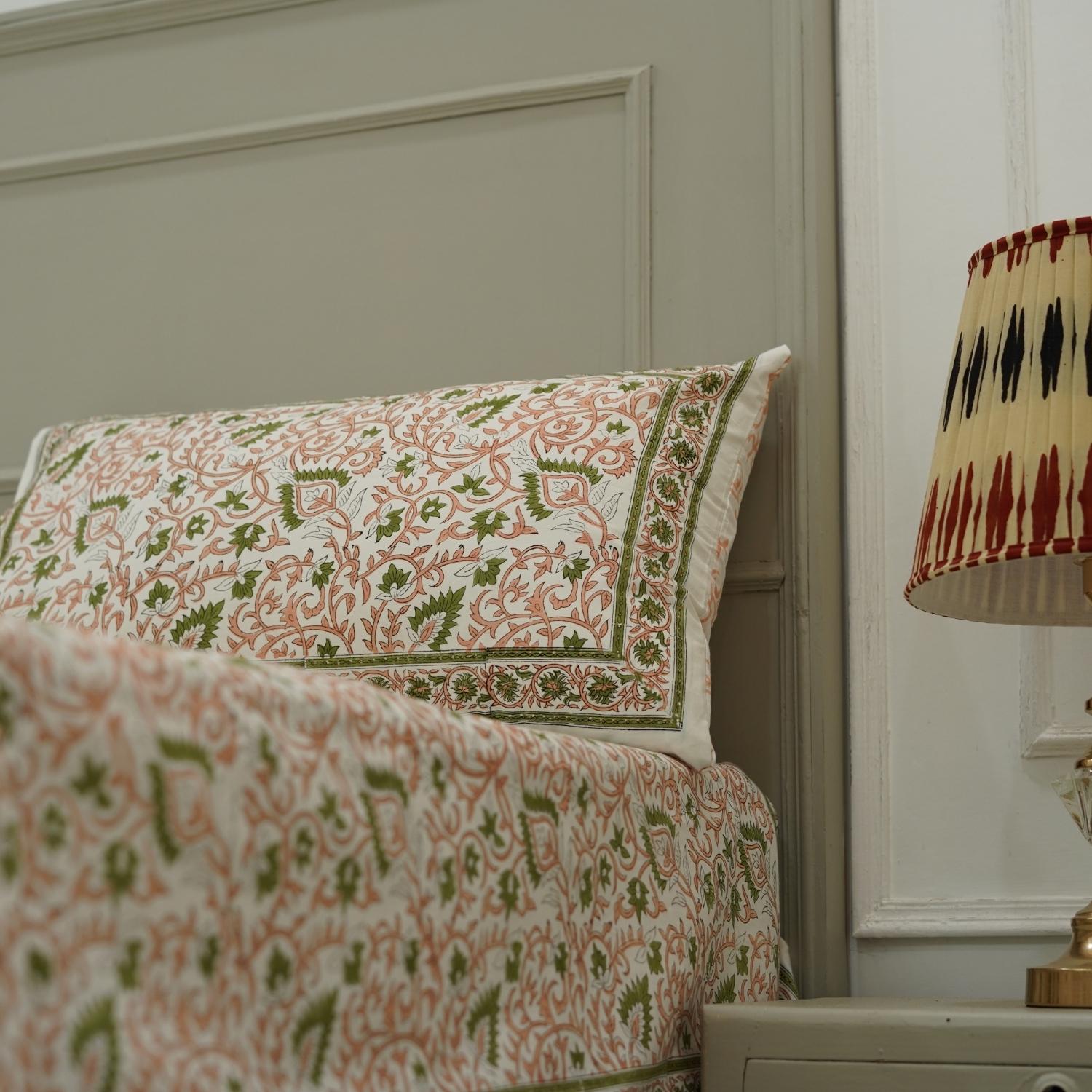 Floral bedsheets India, Artistic boho bedding,  Flat sheet with block prints, Indian boho bedding, Sustainable cotton bedspread, Farmhouse floral bedding, Floral handmade bedcover.