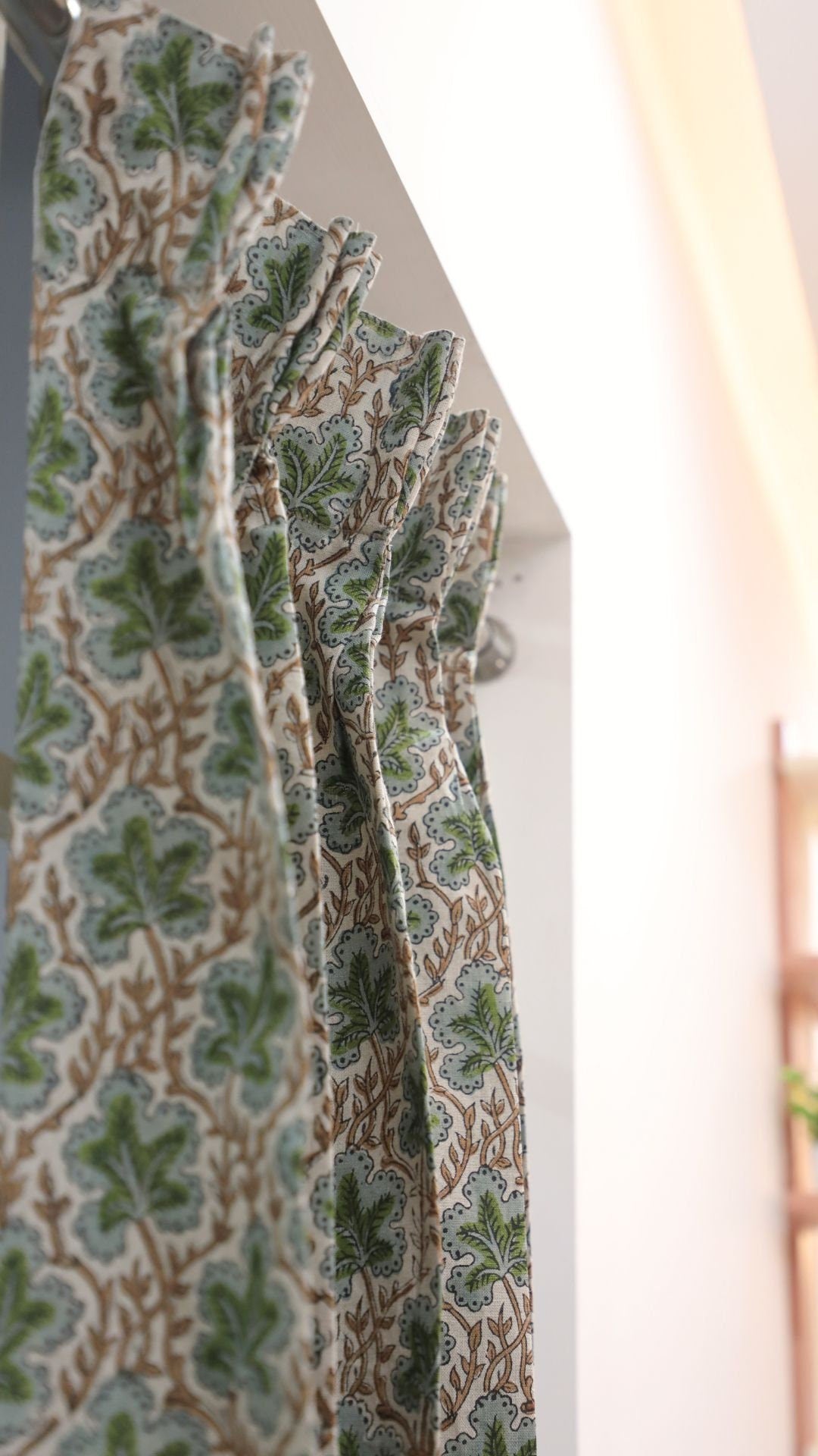 Block Print Door Curtains Window Shades - Elegant Fabric Panels for Valance Window Treatments - Pushp Samhita