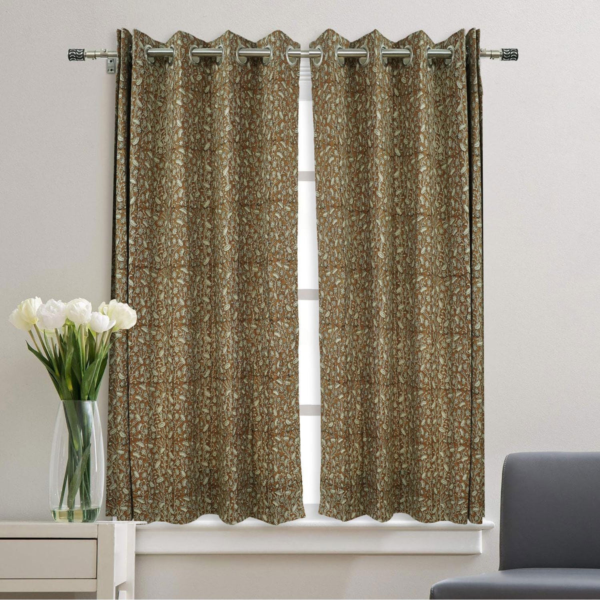 Cutains Block Indian Block Print Pure Linen Minimalist Boho Curtains Panels - Pishta ...