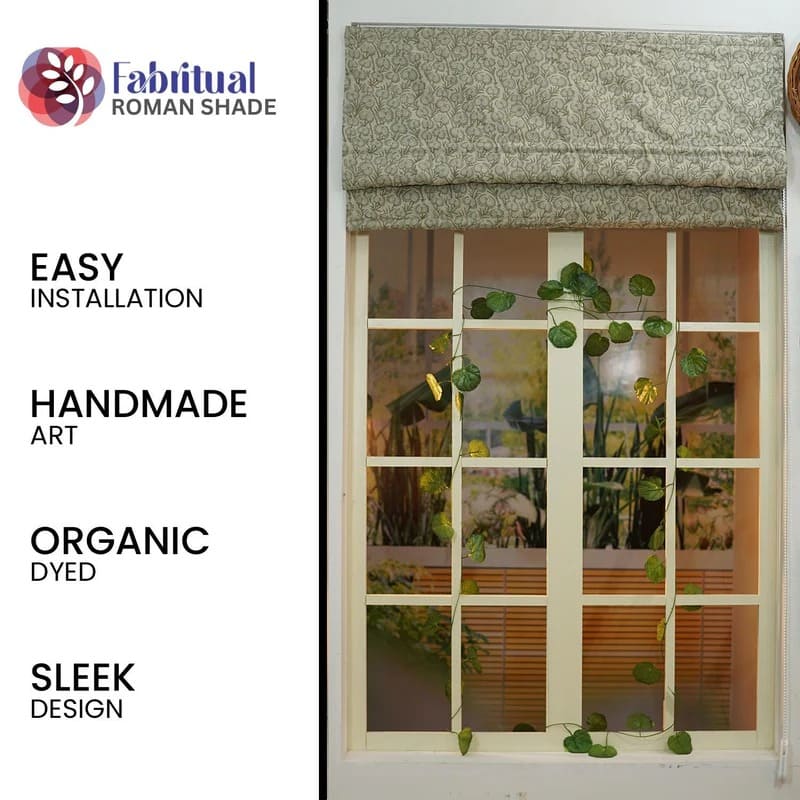 Block printed Roman shade perfect for living room window covering