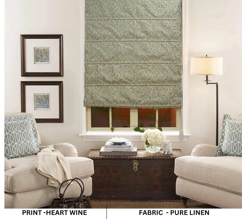 Block printed Roman shade unique window covering living room decor