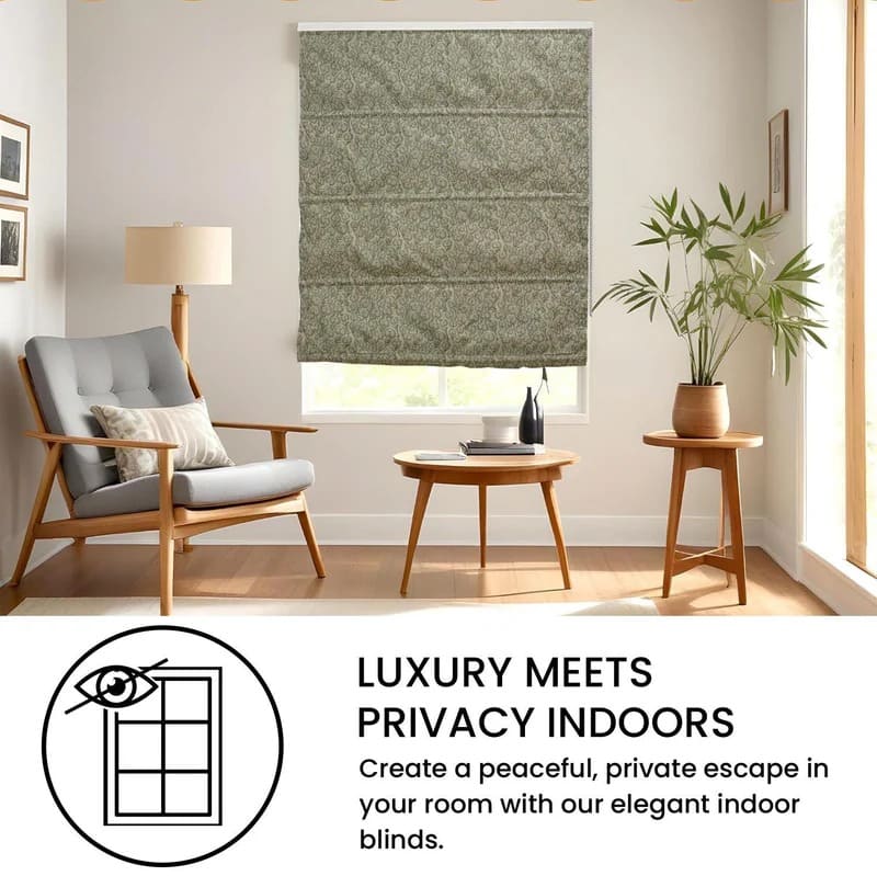 Block printed Roman shade stylish living room decor window covering