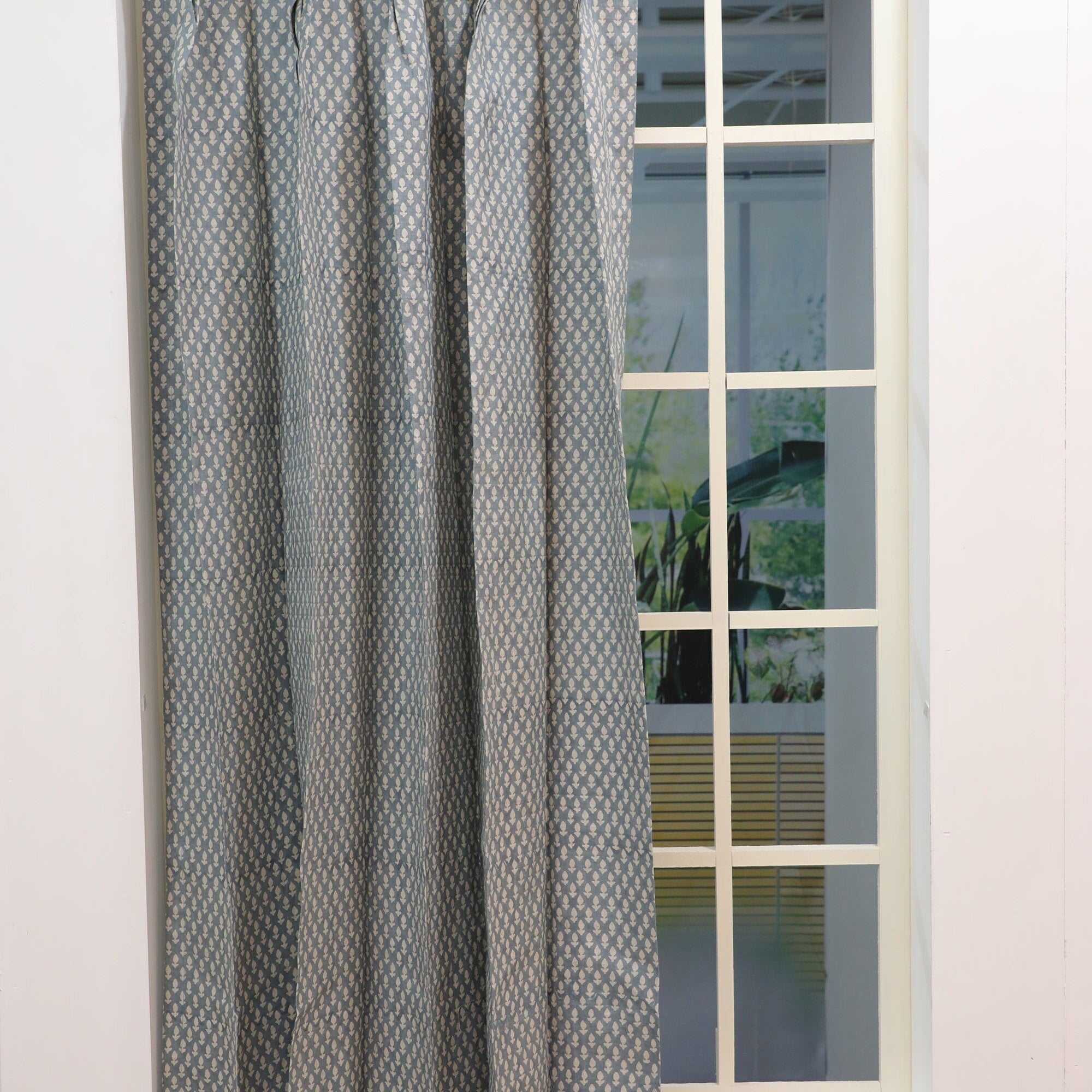 Linen Block Print Plated Room Curtains, Bohemian Décor, Window Curtains, Indian Linen Fabric Valance - HARIYALI