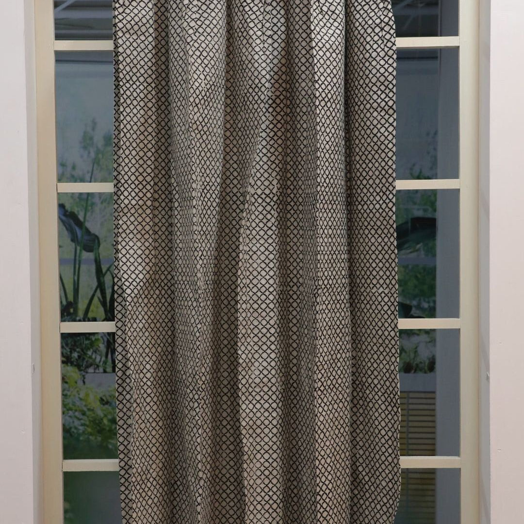 Window Curtain, Hand Block Print, Decorative Room Floral Curtain, Indian Linen Curtain, Handmade Art - KABUTAR JAAL