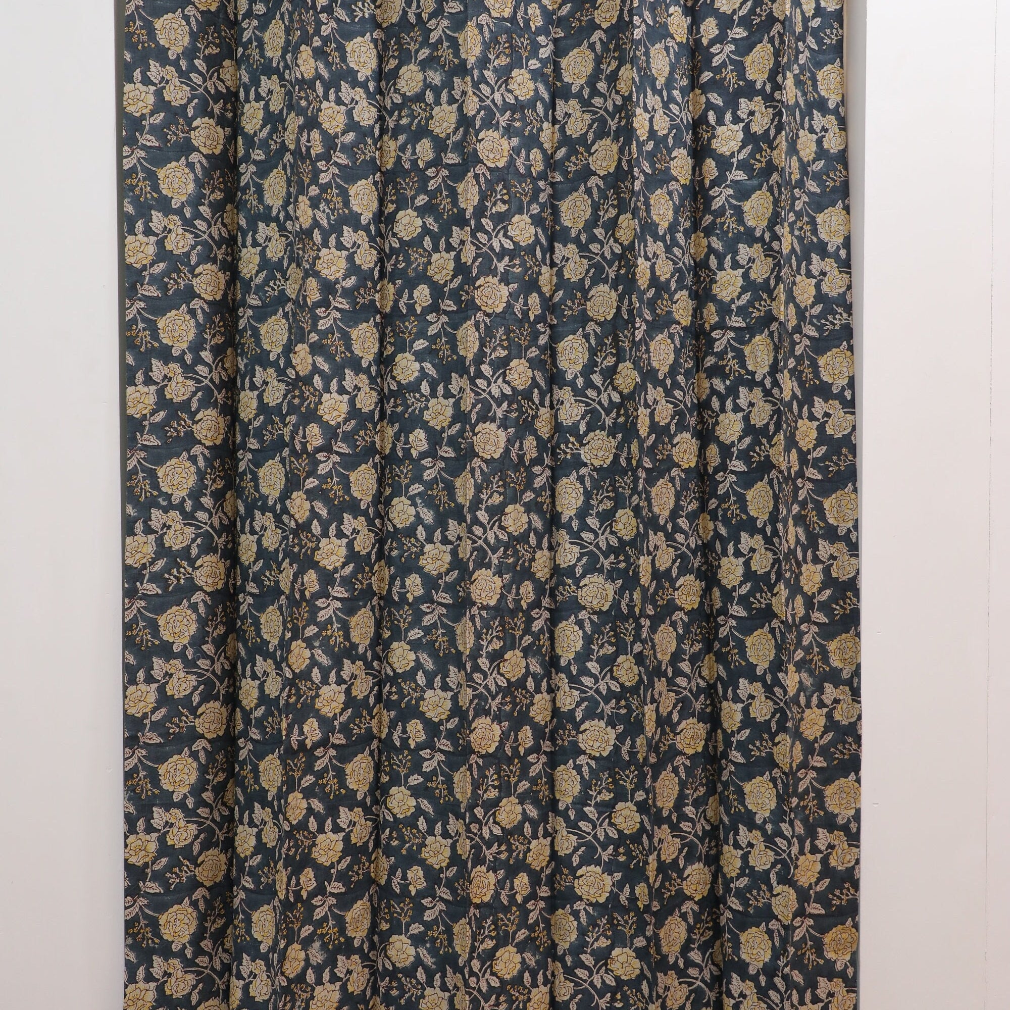Linen Block print curtain, room décor, floral handmade farmhouse curtain, Indian fabric for curtains - RAMESHWARAM