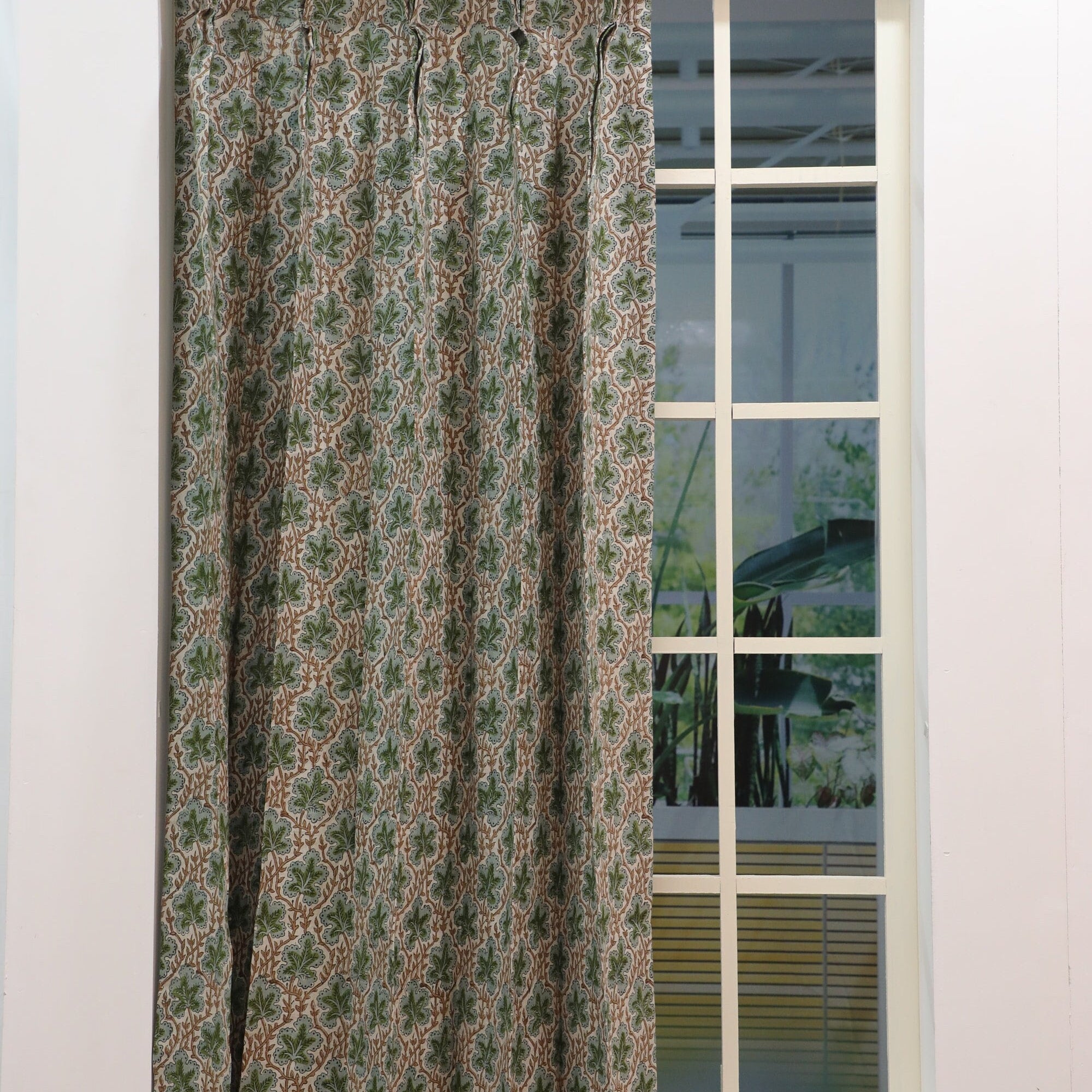 Door Curtains, Block Print Plated Curtains, Window Shades, Curtains Panel, Fabric for Valance and treatments - PUSHP SAMHITA