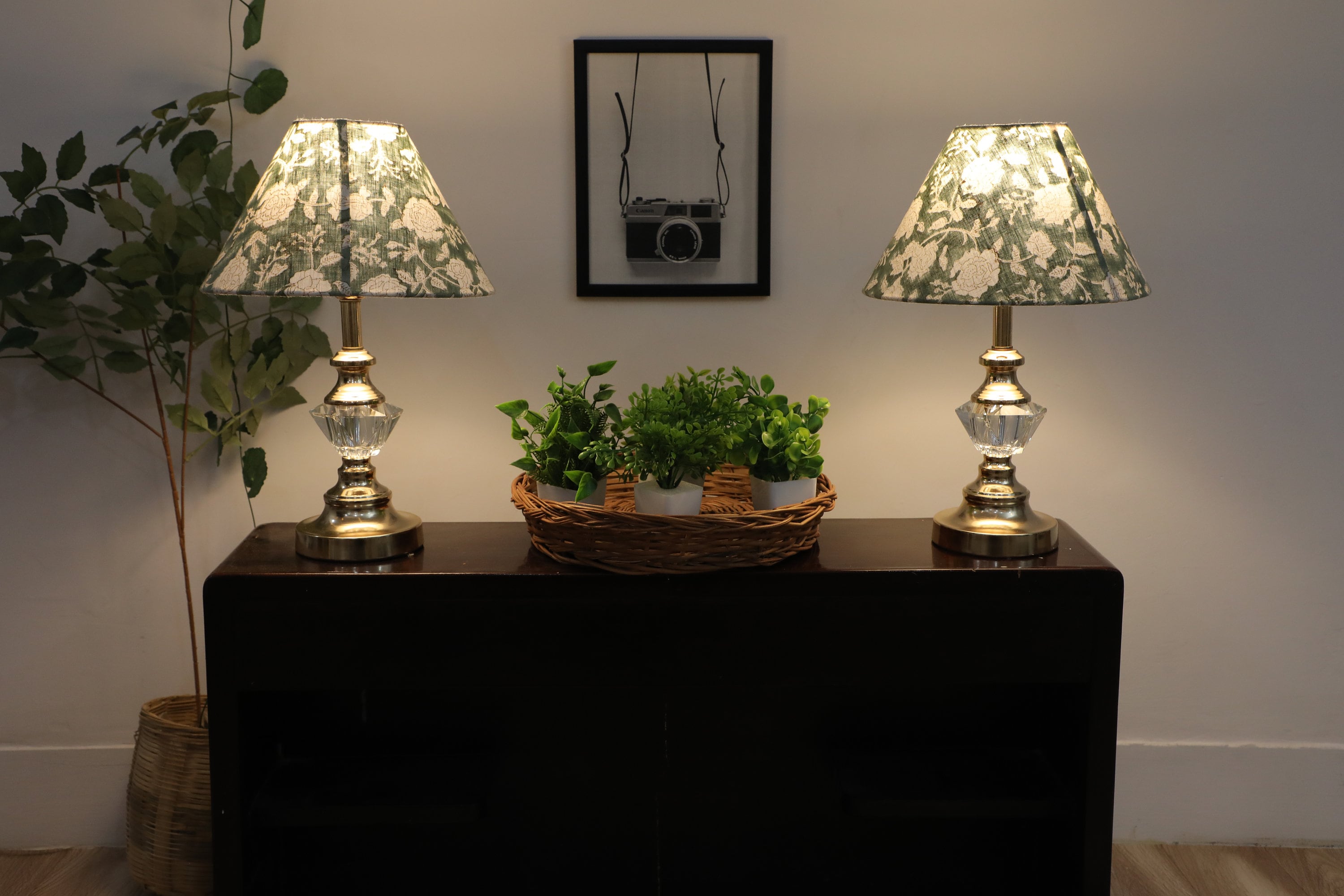 Block print lampshades, Coolie bedroom lampshade, Pair of 2 lamp, Linen lamp shades, Table & Floor Lamps - Rameshwaram