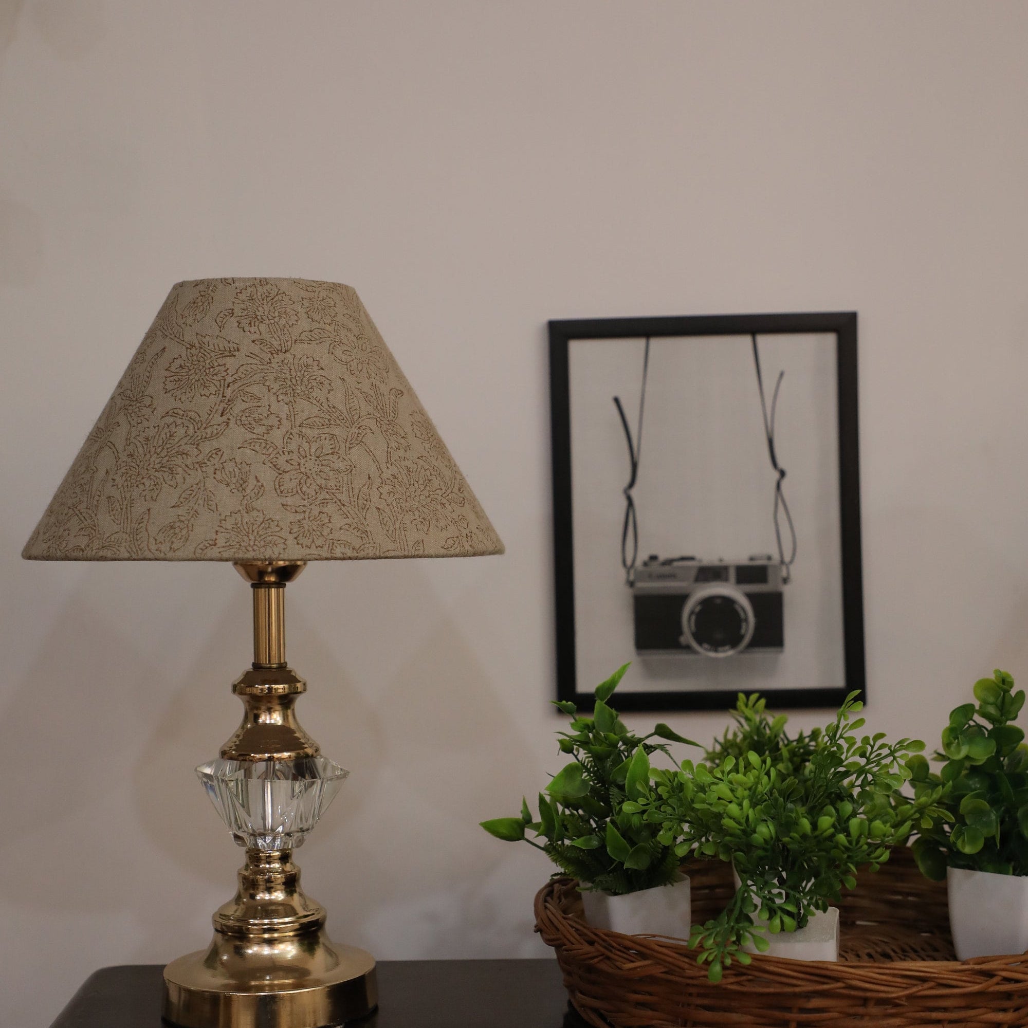 Hand Printed Linen Lamp Shades - Set of 2 - Cone  Barrel Shape for Floor Lamps - Jarul