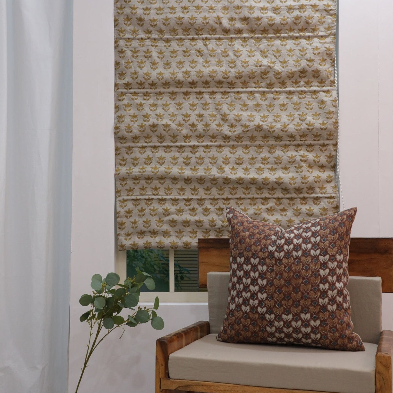 Roman shade - Hand block print curtains - Natural fabric for roman curtains -  Blackout window shades - SAAT PATTI