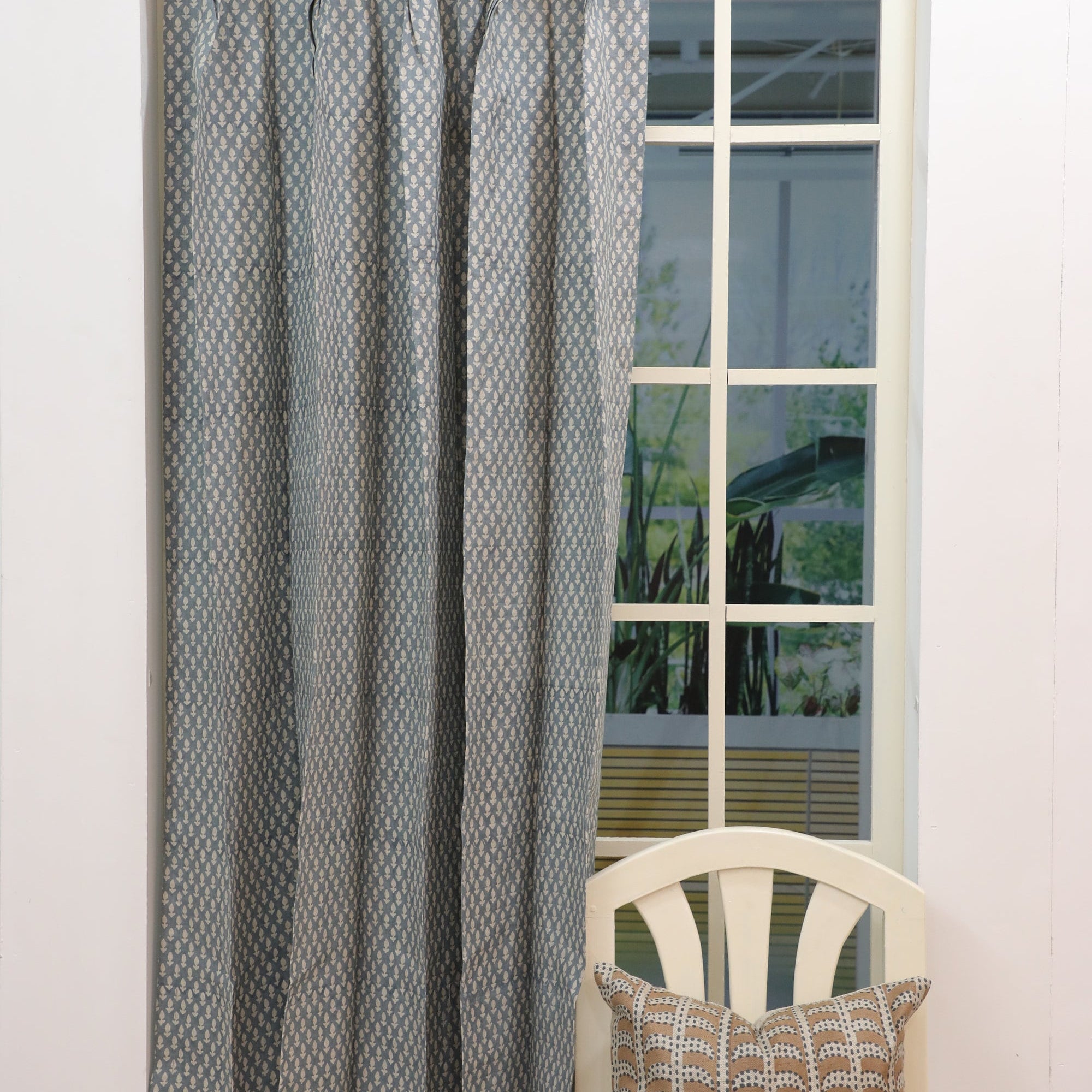 Linen Block Print Plated Room Curtains, Bohemian Décor, Window Curtains, Indian Linen Fabric Valance - HARIYALI