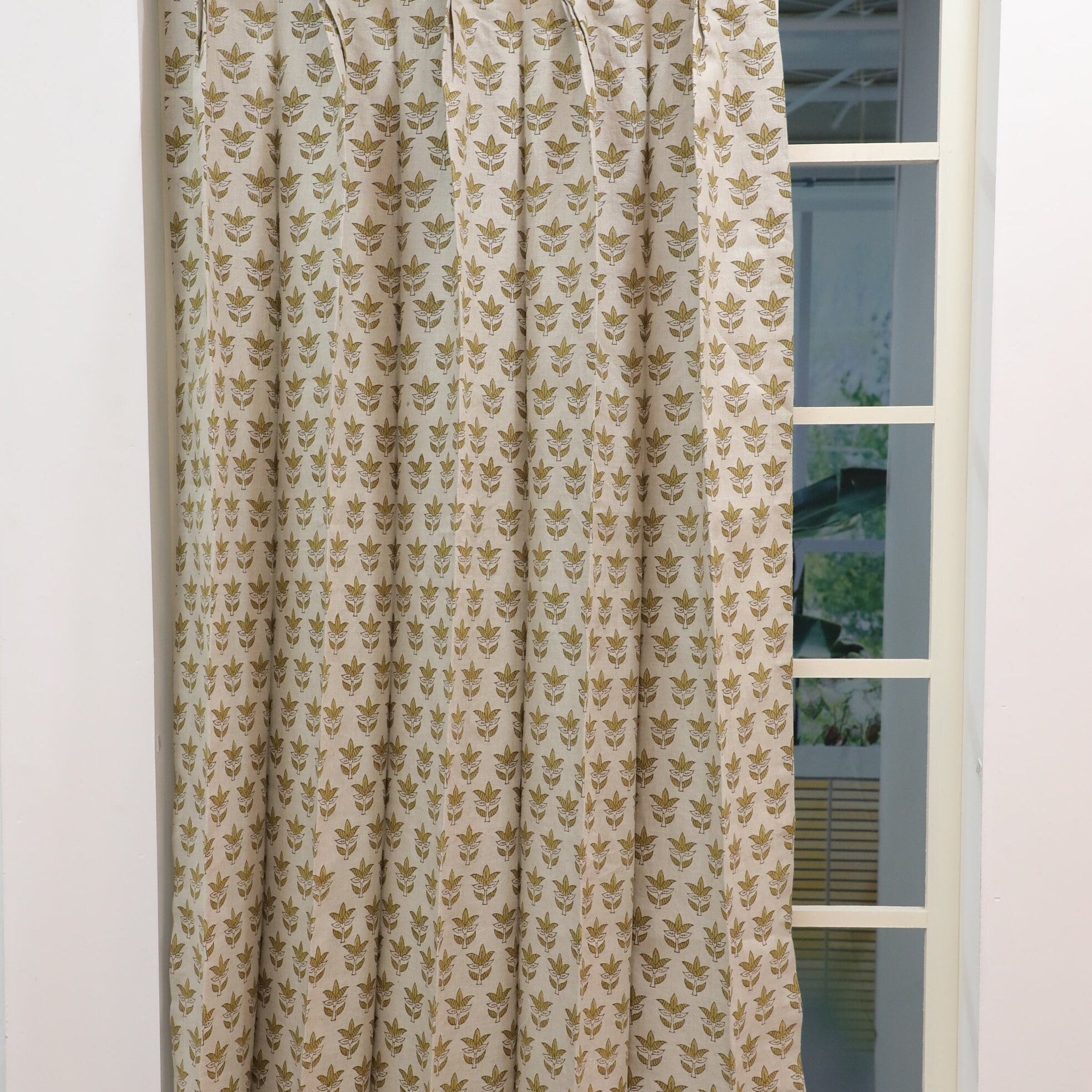 Curtains, Linen Printed Window Curtain, Natural Fabric Curtain, Door Plated Curtain, Valance - SAAT PATTI