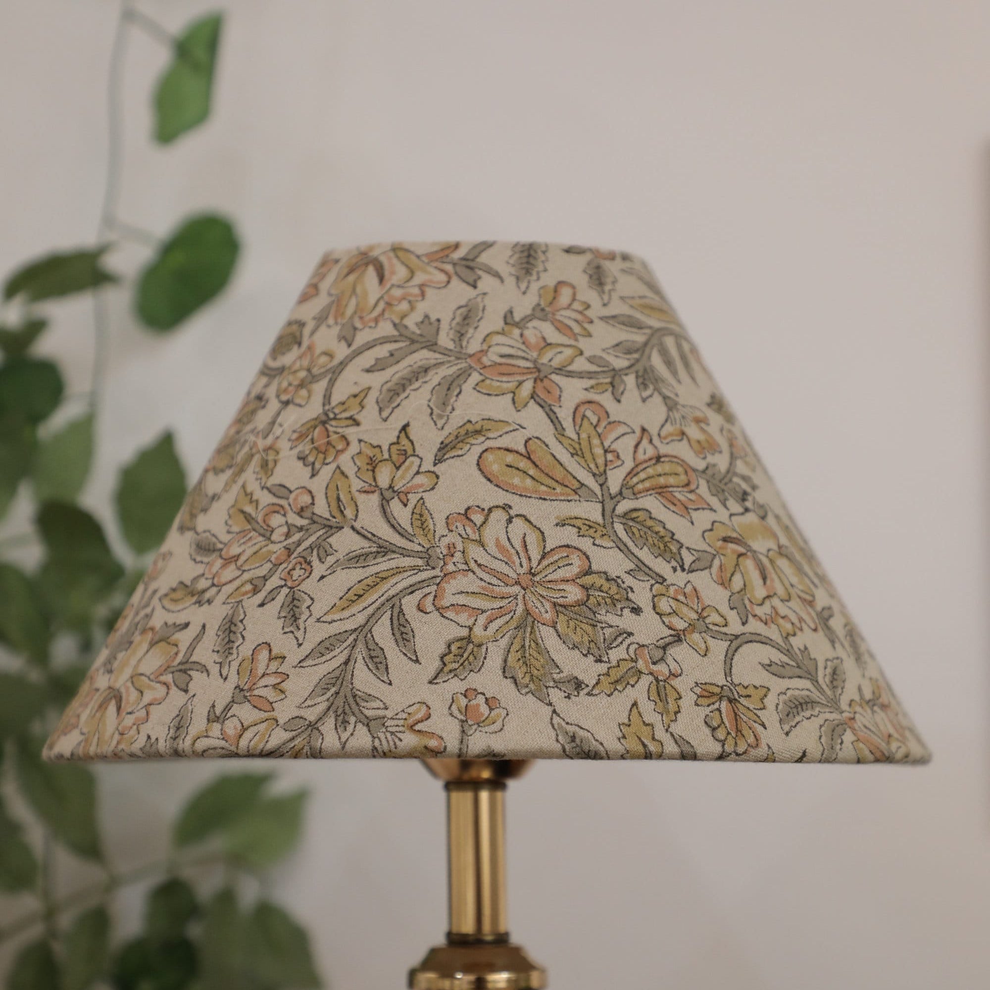 Linen Lamp shades, block printed fabric floor lamp, table lamp shade set of 2, floral print cone lampshade - Qudrat
