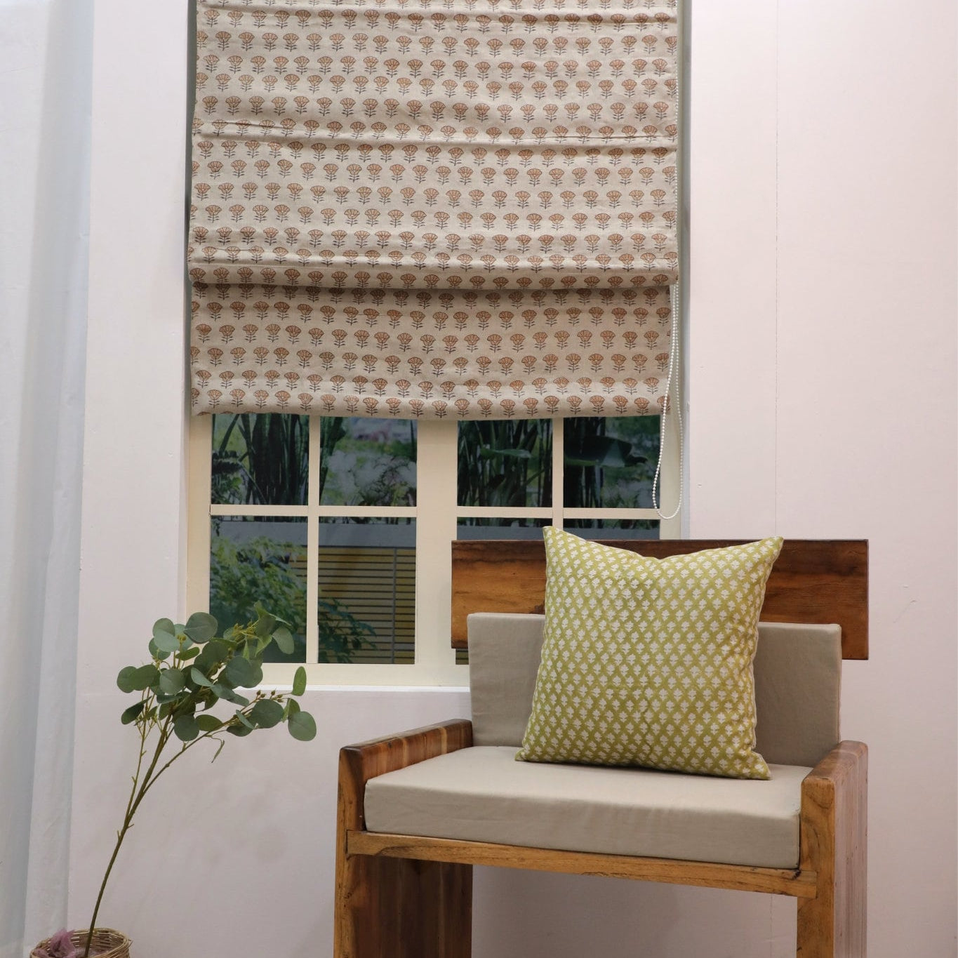 Block Print Roman Shade, Window Curtain, Blackout, Decorative Floral Blinds, Indian Handmade Art - KOHINOOR