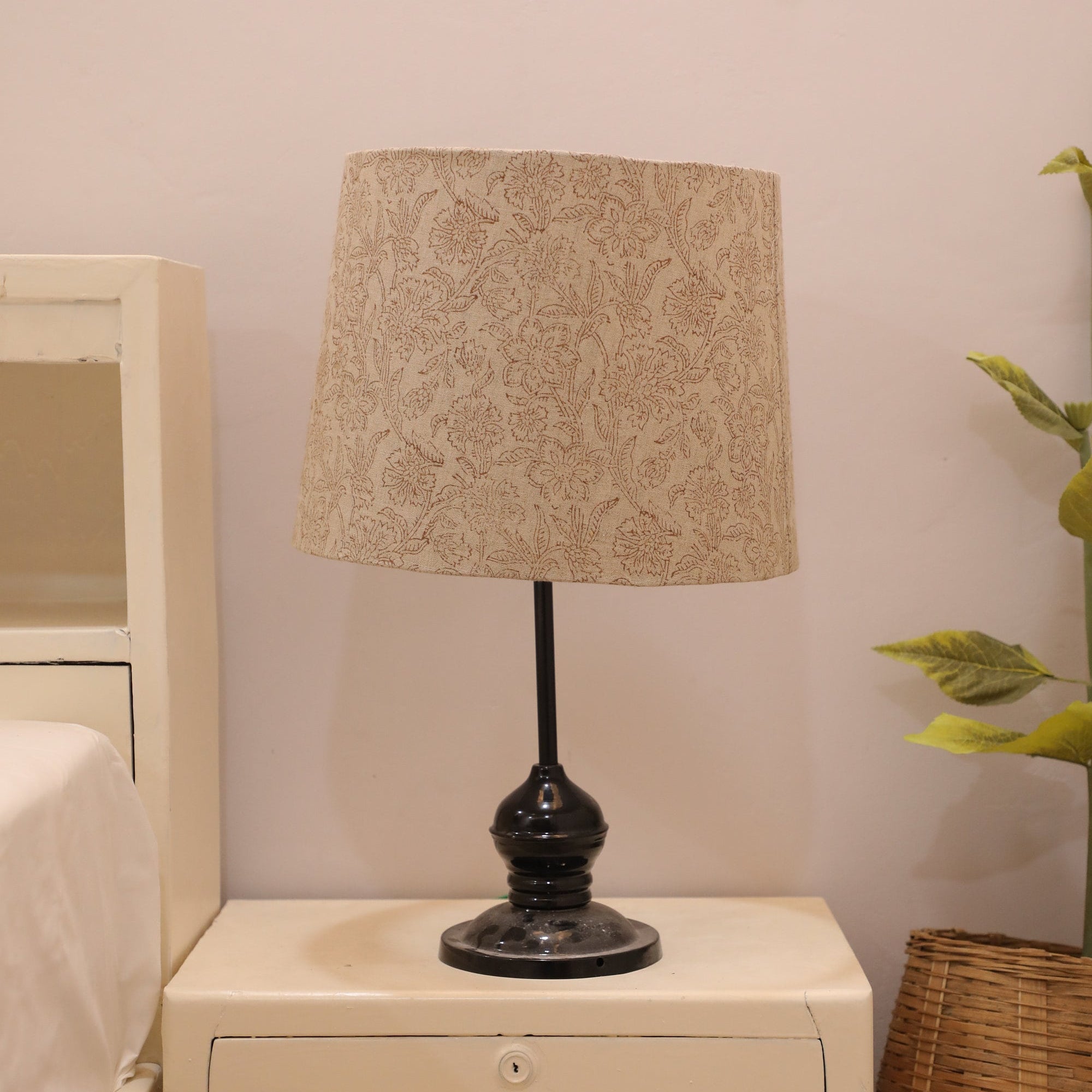 Hand Printed Linen Lamp Shades - Set of 2 - Drum Shape for Floor Lamps - Jarul