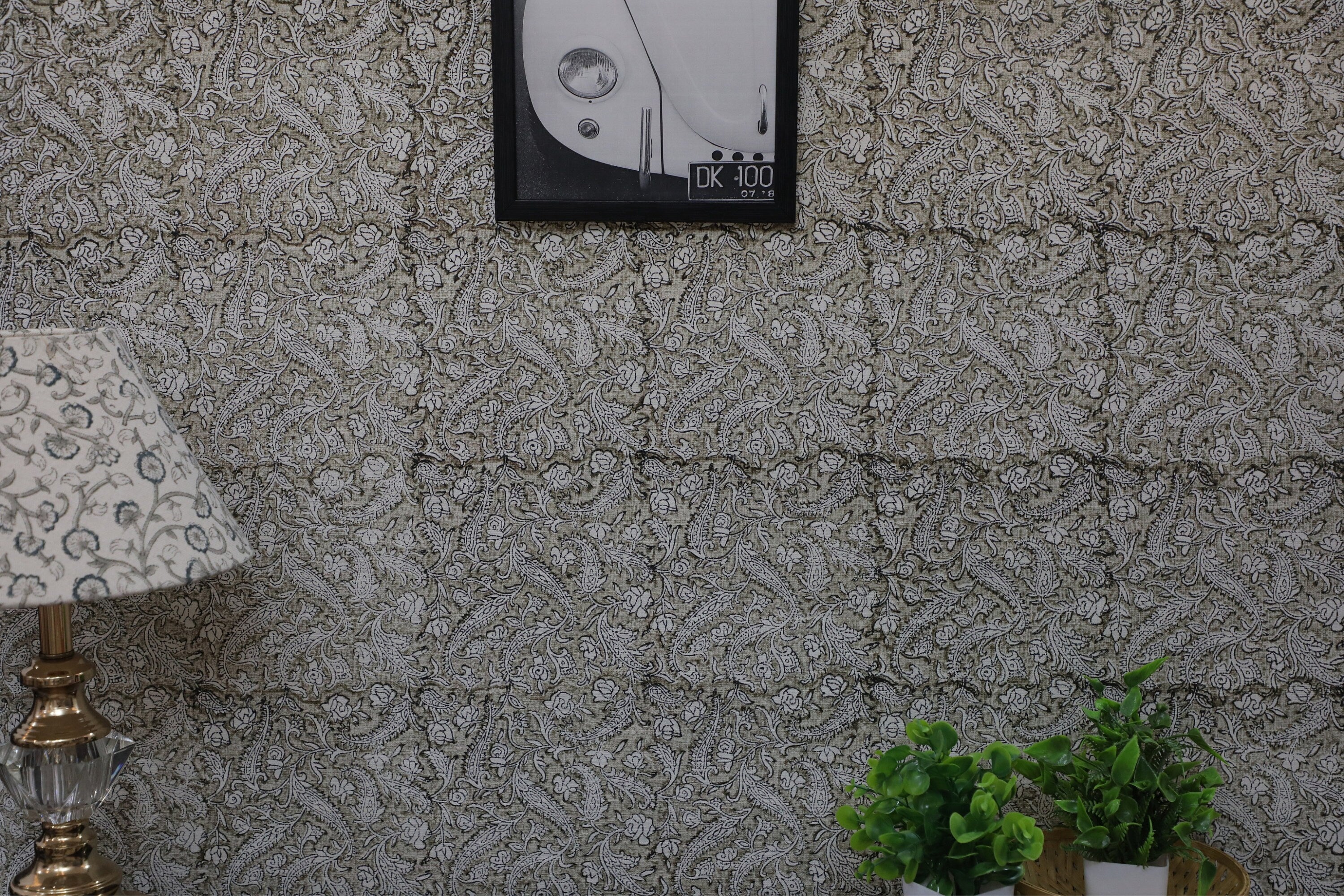 Block Print Wallpaper, Living room wallpaper, Handmade Indian print wallpaper  - Black Forest - Wall Decoration Art