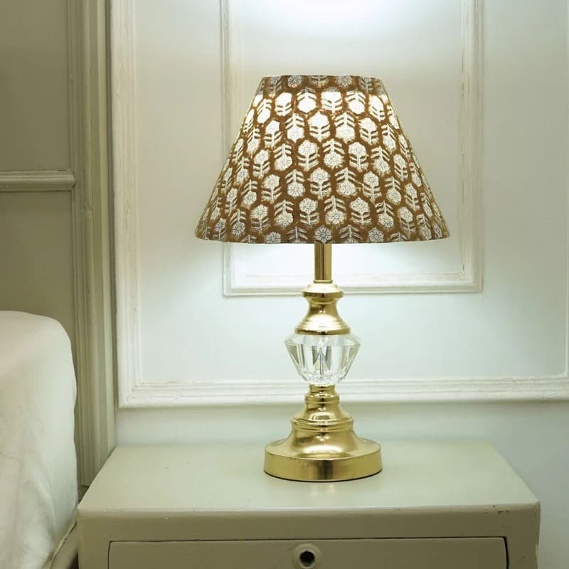 Hand block print fabric lampshade for home décor