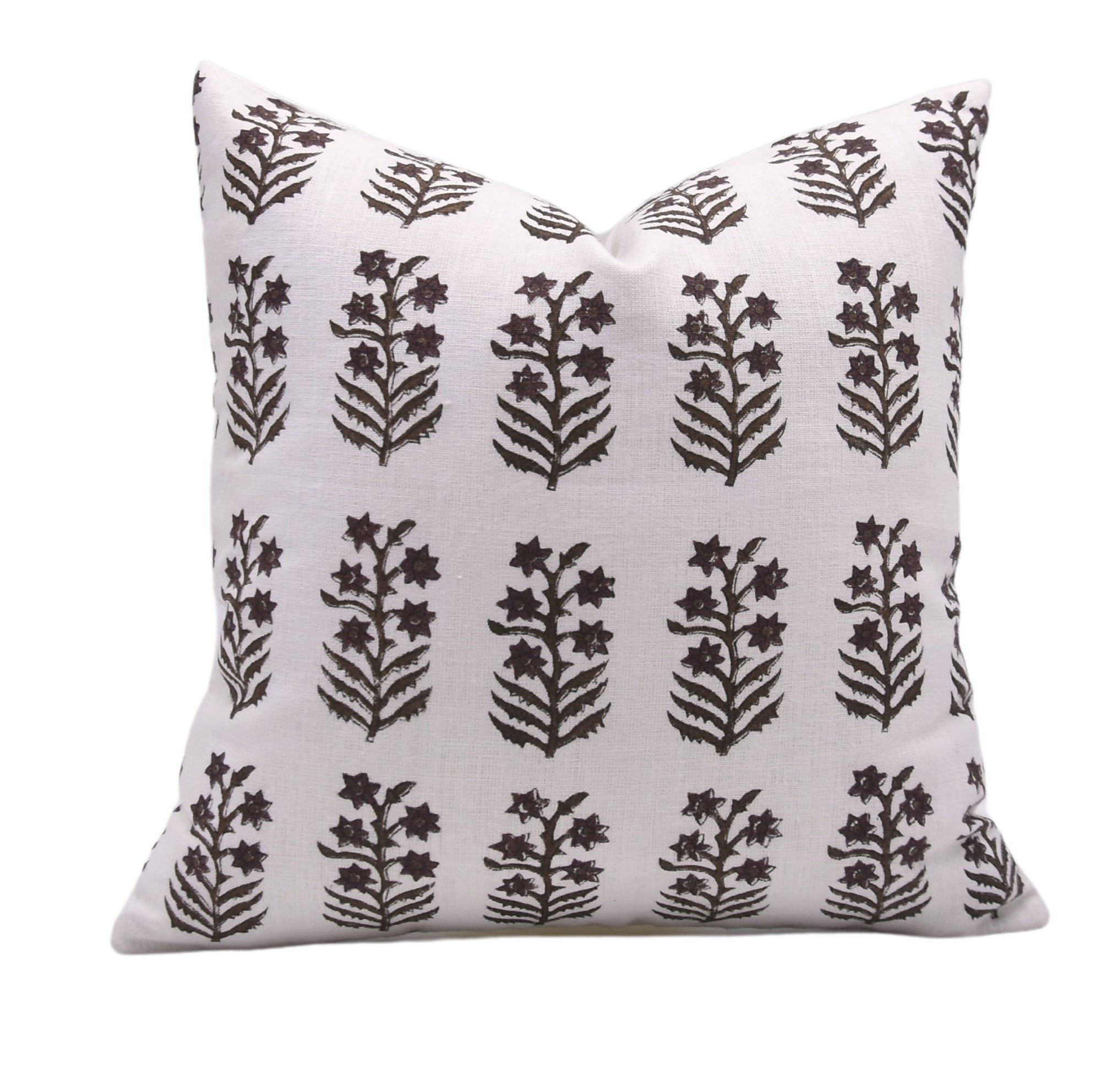 Hand Block Print Pure White Linen Throw Pillow Cover – INDERDHANUSH - Fabdivine