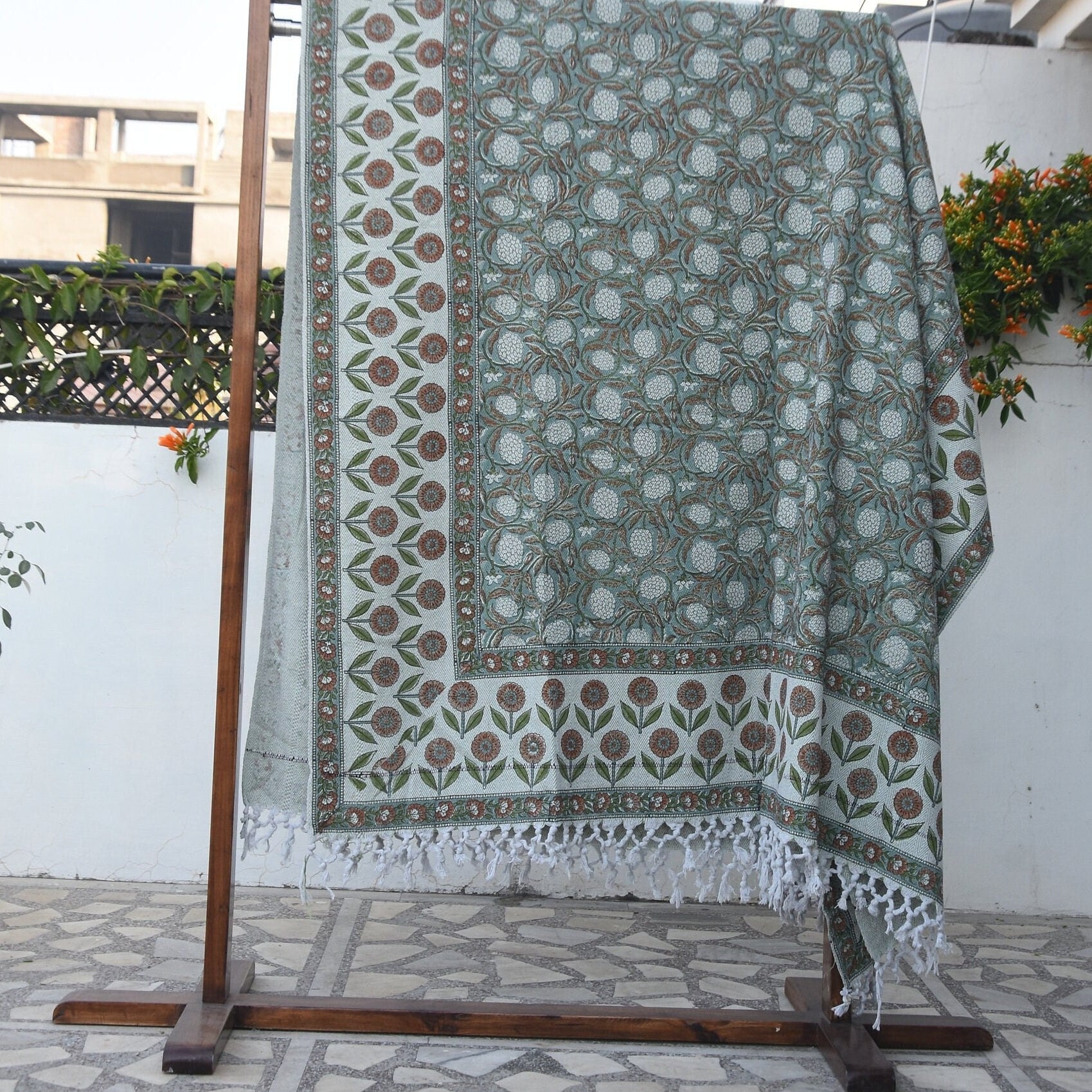 Handwoven Block Print Throws, blankets and throws, Handmade print throw for sofa, handwoven handloom fabric - Meraki
