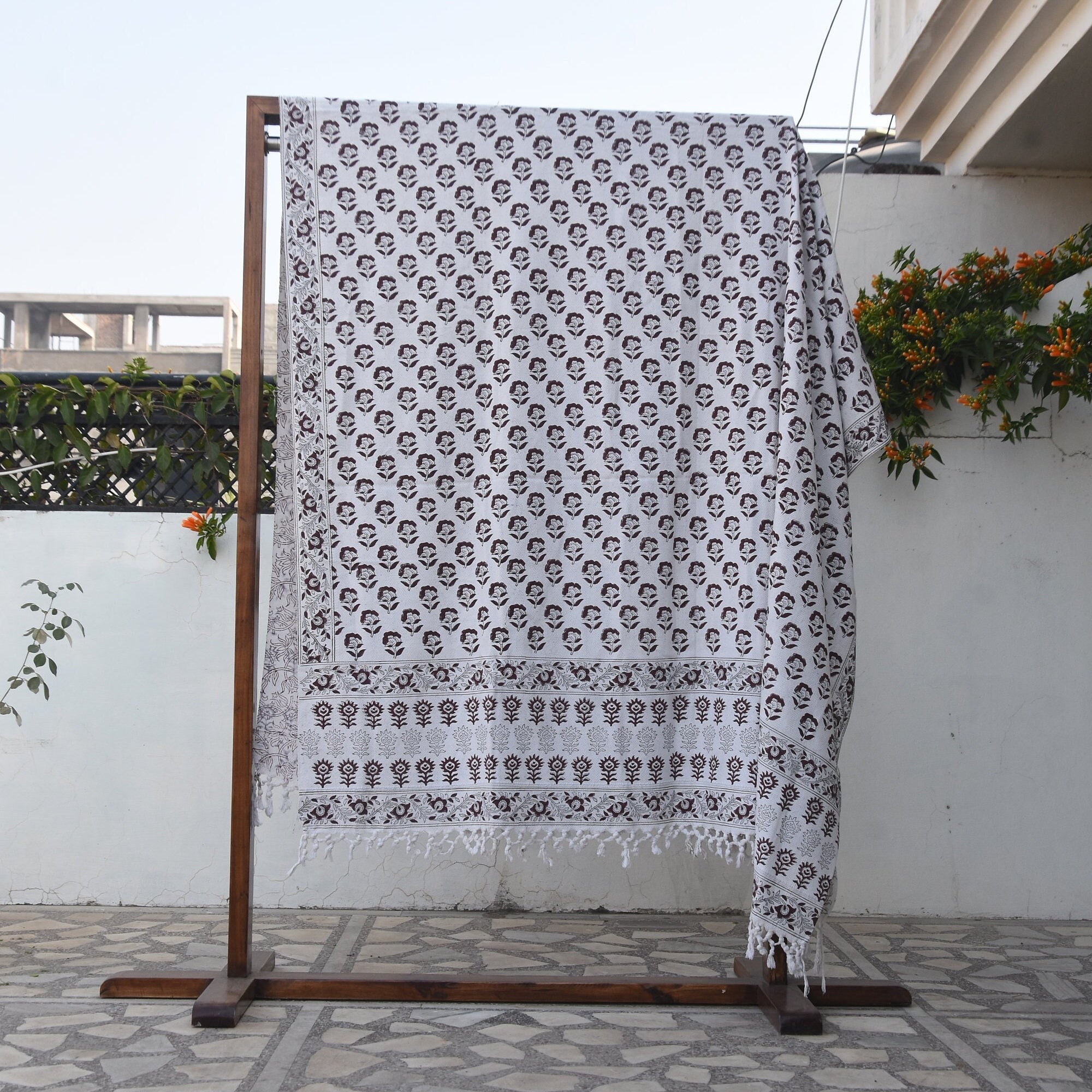 Bed throws, blankets and throws, handmade block printed throw for couch, handwoven handloom fabric, handwoven throws - ROHINI